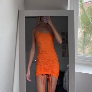 bright orange mini dress